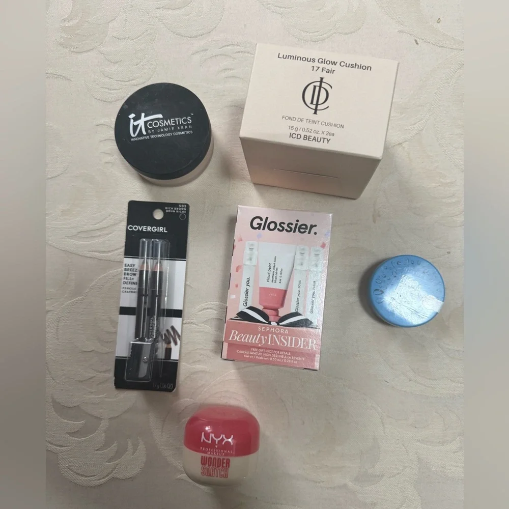 Mixed Makeup Lot Glossier IT‎ Cosmetics NYX Rimmel ICD Covergirl Some Used